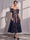 A字/公主式鸡尾酒礼服 缎面花卉褶皱优雅连衣裙 无袖单肩正式及踝连衣裙 口袋带口袋