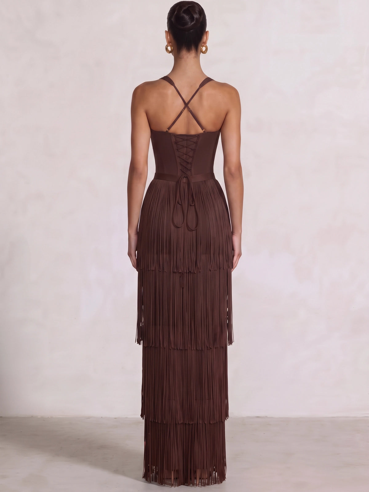 Sheath/Column Evening Dresses Sweetheart Sleeveless Midi Length Fringed Party Dresses Cross Straps Lace-Up Formal Dresses