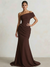 Mermaid Prom Dresses One Shoulder One Short Sleeve Floor-length Formal Dress With Asymmetric Draped Panel