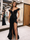 Sheath/Column Prom Dress Off-the-Shoulder V-Neck  High Split Floor-Length Sparkle Dress Formal Party Sequins Dress with Feather&Appliques