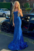 Trumpet/Mermaid Sequins Prom Dress Basque Waist Spaghetti Straps Floor-Length Long Sparkle Corset Prom Dress Evening Dress
