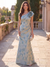 A-Line Evening Gown Elegant Jacquard Floral Dress Floor Length Short Sleeves One Shoulder Mother Of The Bride Dresses with Shoulder Flower