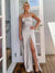 Sheath/Column Yellow Prom Dresses Satin Spaghetti Straps Sleeveless Floor-length With Side Split