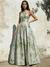 A-Line Prom Dress Elegant Floral Jacquard Dress Formal Floor Length Sleeveless One Shoulder with Slit Pocket Sage Wedding Guest Dress