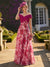 A Line/Princess Evening Dresses V-Neck Short Sleeves Floor Length Floral With Flower Ruched Mother of the Bride Dresses