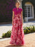 A Line/Princess Evening Dresses Shirt Collar Short Sleeves Floor Length Floral Prints With Flower Ruched Mother of the Bride Dresses