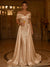 Sequin Mermaid / Trumpet Evening Gown With Detachable Overskirt Elegant Dress Formal Wedding Floor Length Short Sleeves Off Shoulder Sequined