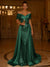 Sequin Mermaid / Trumpet Evening Gown With Detachable Overskirt Elegant Dress Formal Wedding Floor Length Short Sleeves Off Shoulder Sequined