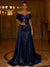 Sequin Mermaid / Trumpet Evening Gown With Detachable Overskirt Elegant Dress Formal Wedding Floor Length Short Sleeves Off Shoulder Sequined