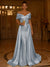 Sequin Mermaid / Trumpet Evening Gown With Detachable Overskirt Elegant Dress Formal Wedding Floor Length Short Sleeves Off Shoulder Sequined