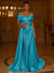 Sequin Mermaid / Trumpet Evening Gown With Detachable Overskirt Elegant Dress Formal Wedding Floor Length Short Sleeves Off Shoulder Sequined