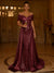 Sequin Mermaid / Trumpet Evening Gown With Detachable Overskirt Elegant Dress Formal Wedding Floor Length Short Sleeves Off Shoulder Sequined