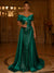 Sequin Mermaid / Trumpet Evening Gown With Detachable Overskirt Elegant Dress Formal Wedding Floor Length Short Sleeves Off Shoulder Sequined