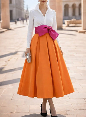 A-Line/Princess Cocktail Dress Shirt Collar V Neck Long Sleeves Colorblock Mother Of The Bride Dresses United States 250th Anniversary