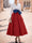 A-Line/Princess Cocktail Dress Shirt Collar V Neck Long Sleeves Colorblock Mother Of The Bride Dresses United States 250th Anniversary