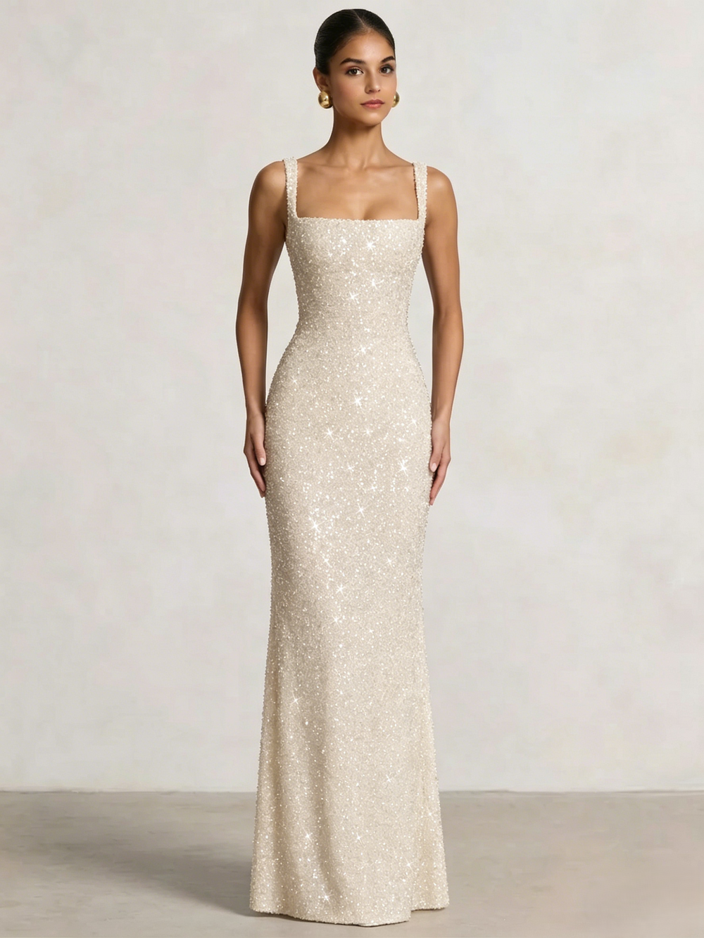 Trumpet/Mermaid Long Prom Dress Spaghetti Straps Floor-Length Long Sparkle Corset Prom Dress Evening Dress With Beads Sequins