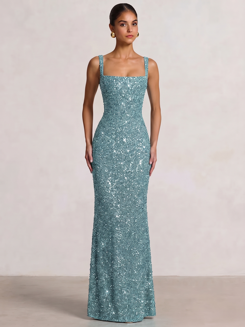 Trumpet/Mermaid Long Prom Dress Spaghetti Straps Floor-Length Long Sparkle Corset Prom Dress Evening Dress With Beads Sequins