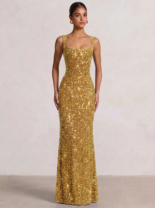 Trumpet/Mermaid Long Prom Dress Spaghetti Straps Floor-Length Long Sparkle Corset Prom Dress Evening Dress With Beads Sequins