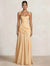 A Line/Princesses Prom Dresses Ruched Chiffon Spaghetti Straps Floor-Length Formal Dress Wedding Guest