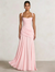 A Line/Princesses Prom Dresses Ruched Chiffon Spaghetti Straps Floor-Length Formal Dress Wedding Guest