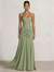 A Line/Princesses Prom Dresses Ruched Chiffon Spaghetti Straps Floor-Length Formal Dress Wedding Guest