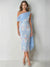 Sheath Cocktail Dress Elegant Floral Embroidery Dress Tea Length One Shoulder Wedding Guest Dress with Pocket Cape