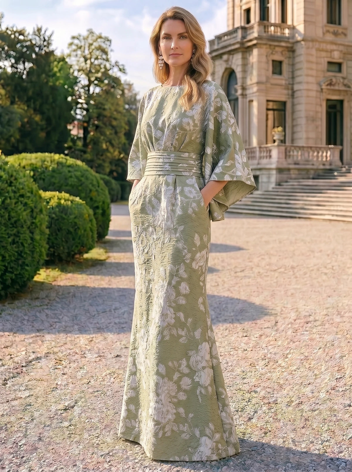 elegant lace dresses for wedding guest Elegant Grey Wedding Guest Dress With Sheer Lace Sleeves