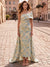 Sheath/Column Evening Dress Jacquard One-Shoulder Sleeveless Ankle-Length Mother Of The Bride Dress With Back Bow Floral Overskirt