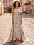 Sheath/Column Evening Dress Jacquard One-Shoulder Sleeveless Ankle-Length Mother Of The Bride Dress With Back Bow Floral Overskirt