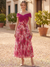 A-Line/Princess Cocktail Dress Off The Shoulder Elegant Fuchsia Tea-Length Floral Pleated Dress Formal Wedding Guest Gown