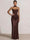 Sheath Column Wedding Guest Dresses Long Prom Corset Ruched Dress Floor-Length Long Satin Evening Dress With Detachable Scarf