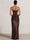 Sheath Column Wedding Guest Dresses Long Prom Corset Ruched Dress Floor-Length Long Satin Evening Dress With Detachable Scarf