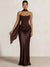 Sheath Column Wedding Guest Dresses Long Prom Corset Ruched Dress Floor-Length Long Satin Evening Dress With Scarf