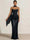 Sheath Column Wedding Guest Dresses Long Prom Corset Ruched Dress Floor-Length Long Satin Evening Dress With Scarf