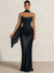 Sheath Column Wedding Guest Dresses Long Prom Corset Ruched Dress Floor-Length Long Satin Evening Dress With Scarf