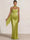 Sheath Column Wedding Guest Dresses Long Prom Corset Ruched Dress Floor-Length Long Satin Evening Dress With Detachable Scarf