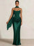 Sheath Column Wedding Guest Dresses Long Prom Corset Ruched Dress Floor-Length Long Satin Evening Dress With Scarf