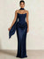 Sheath Column Wedding Guest Dresses Long Prom Corset Ruched Dress Floor-Length Long Satin Evening Dress With Scarf