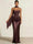 Sheath Column Wedding Guest Dresses Long Prom Corset Ruched Dress Floor-Length Long Satin Evening Dress With Scarf