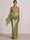 Sheath Column Wedding Guest Dresses Long Prom Corset Ruched Dress Floor-Length Long Satin Evening Dress With Detachable Scarf