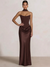 Sheath Column Long Prom Corset Ruched Dress Floor-Length Long Satin Evening Dress With Scarf