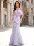 Mermaid Elegant Evening Dresses Prom Dresses Printed Satin Sleeveless Floor-Length Strapless With Bowknot Wedding Guest