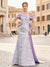 Mermaid Elegant Evening Dresses Jacquard Sleeveless Floor-Length Off-The-Shoulder Bowknot Wedding Guest