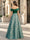 A-Line/Princess Elegant Evening Dresses Jacquard Sleeveless Floor-Length One-Shoulder With Feather Ruched Wedding Guest