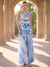 A-Line/Princess Evening Dresses Printed Chiffon Pleated One-Shoulder Ankle-Length Sleeveless Wedding Guest Dresses