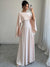 A Line Evening Gown Elegant Floor-Length Boat Neck Stretch Crepe Mother Of The Bride Dress With Cape