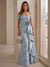 Mermaid Mother Of The Bride Dresses Elegant Jacquard Formal Dress Off The Shoulder Short Sleeves With Ruffles Flowers