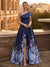A-Line Mother Of The Bride Floral Printed Satin Formal Dress One Shoulder Short Sleeves Floor-Length With Cascading Ruffles Wedding Guest