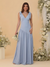 A-Line/Princess Chiffon Bridesmaid Dresses For Wedding V Neck Sleeveless Floor-Length With Bow