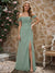 A-Line/Princess  Bridesmaid Dresse Off The Shoulder Floor-Length Chiffon Dresses with High Slit